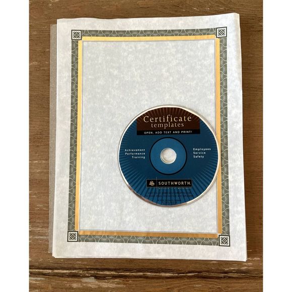 Southworth Gold Foil Inlay Certificate Stationary Paper Bulk + CD for Templates - Picture 1 of 5